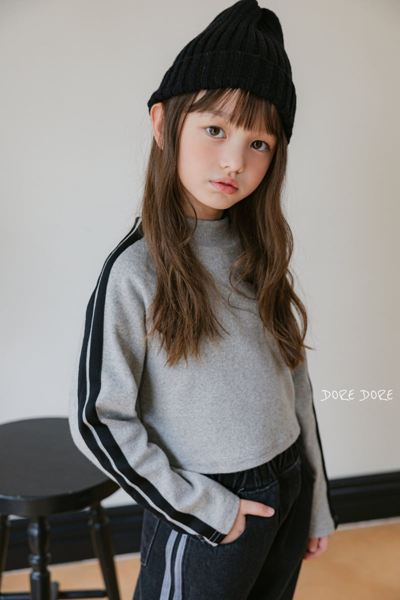 Dore Dore - Korean Children Fashion - #kidzfashiontrend - Mock Neck Tape Brushed Tee - 2