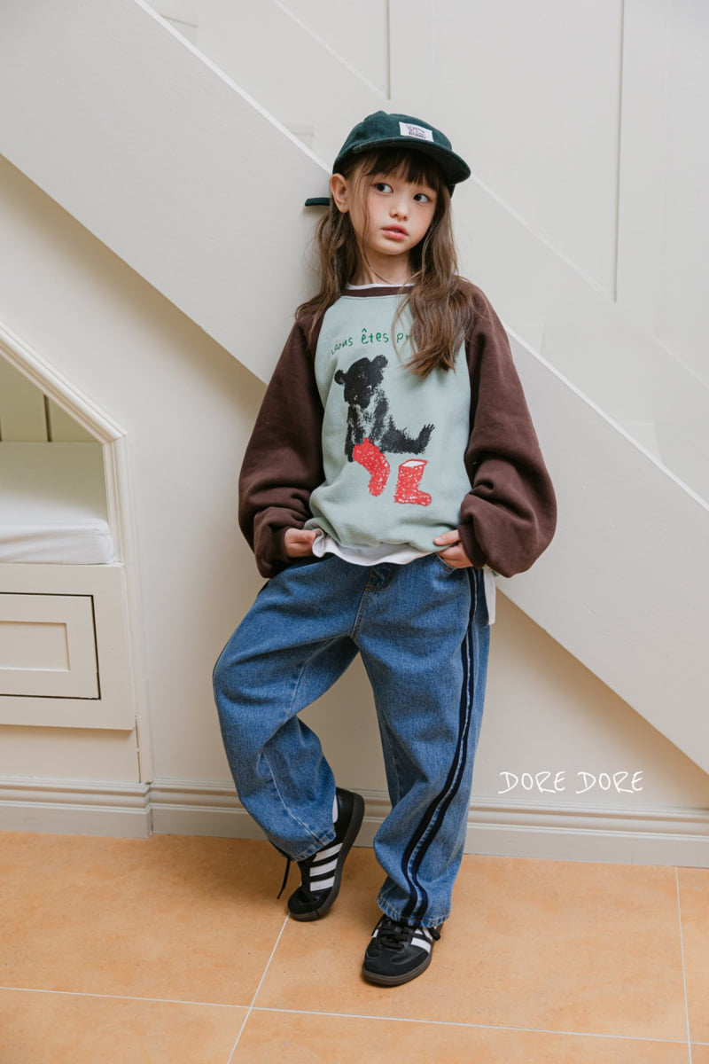 Dore Dore - Korean Children Fashion - #magicofchildhood - Line Brushed Tape Jeans