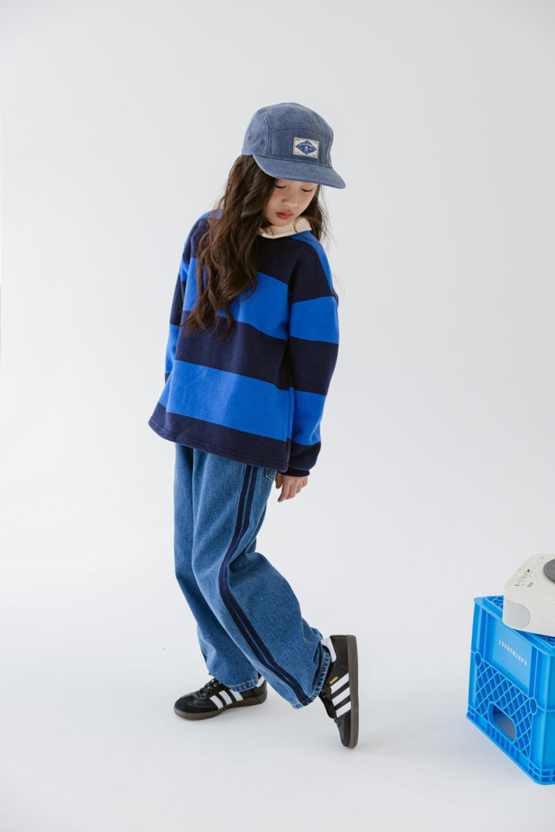 Dore Dore - Korean Children Fashion - #stylishchildhood - Stripe Brushed Sweatshirt - 8