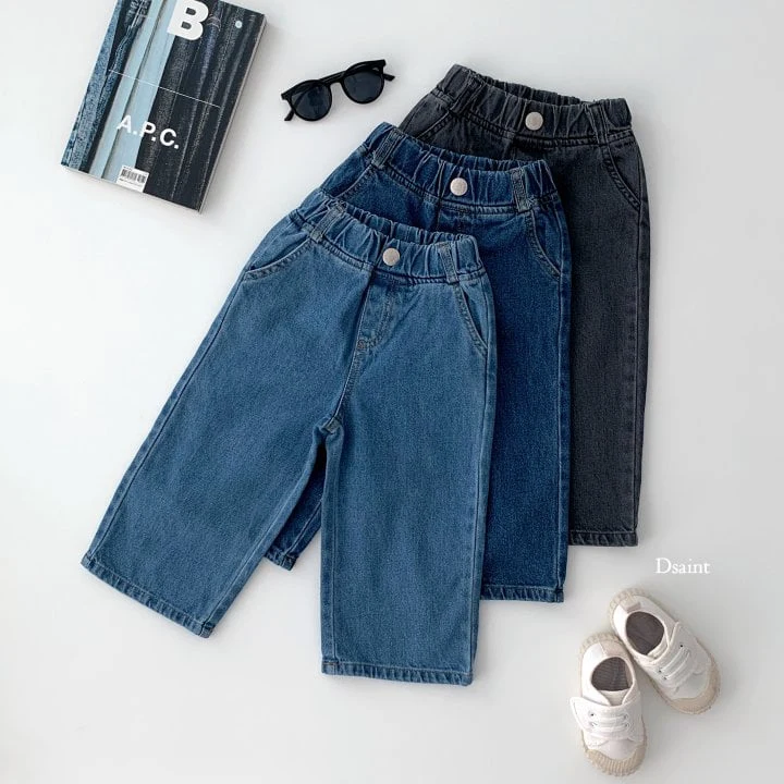 Dsaint - Korean Children Fashion - #kidzfashiontrend - Wide Denim Pants - 4