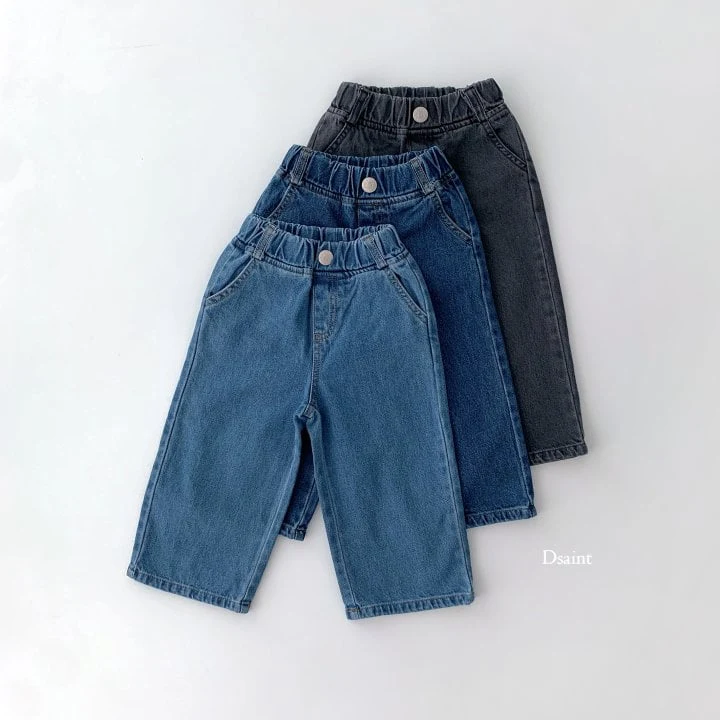 Dsaint - Korean Children Fashion - #kidzfashiontrend - Wide Denim Pants - 3