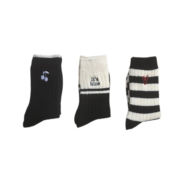 Dudie - Korean Junior Fashion - #childofig - Louis Black Socks - 5