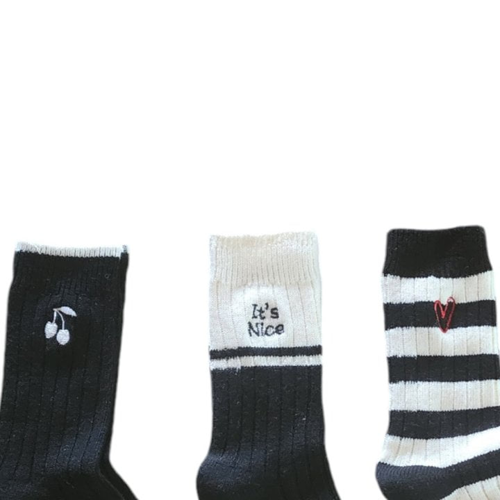 Dudie - Korean Junior Fashion - #childrensboutique - Louis Black Socks - 6