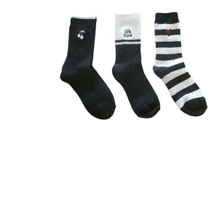 Dudie - Korean Junior Fashion - #discoveringself - Louis Black Socks - 8