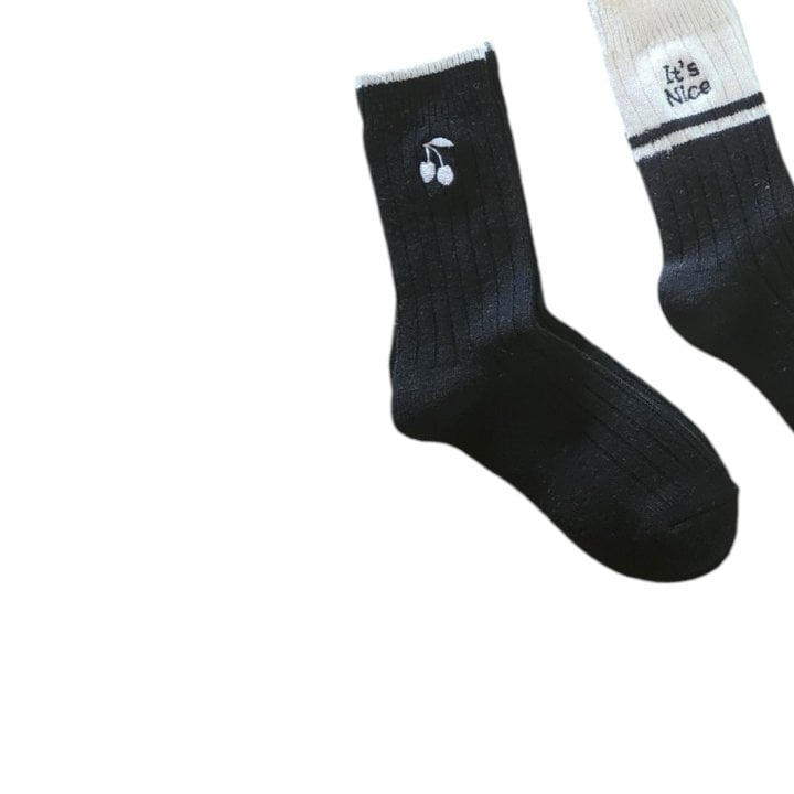 Dudie - Korean Junior Fashion - #fashionkids - Louis Black Socks - 9