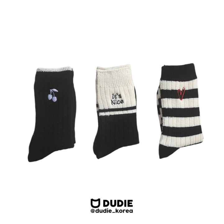 Dudie - Korean Junior Fashion - #prettylittlegirls - Louis Black Socks