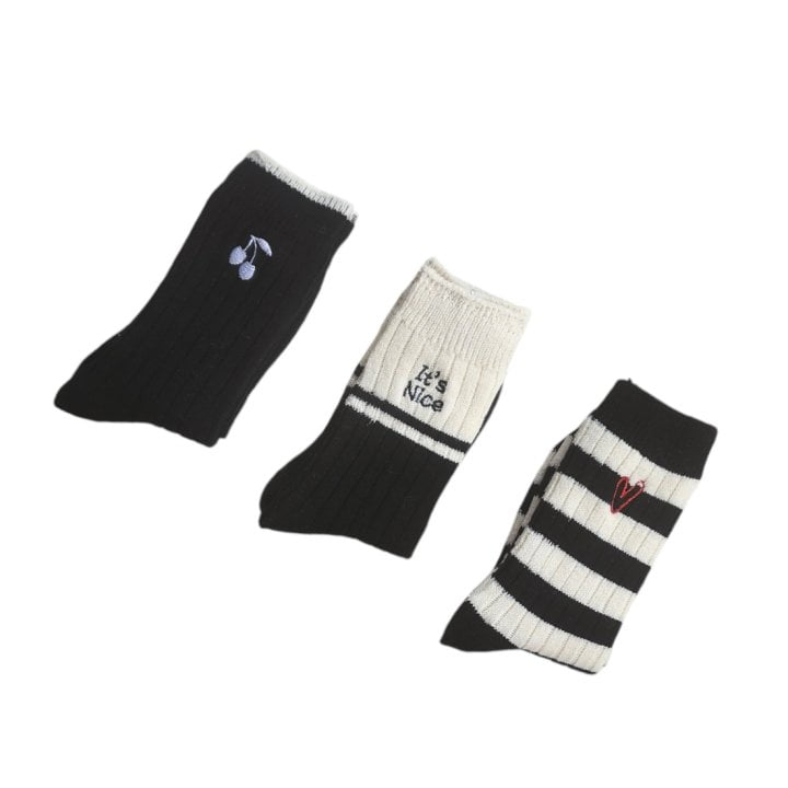 Dudie - Korean Junior Fashion - #toddlerclothing - Louis Black Socks - 4