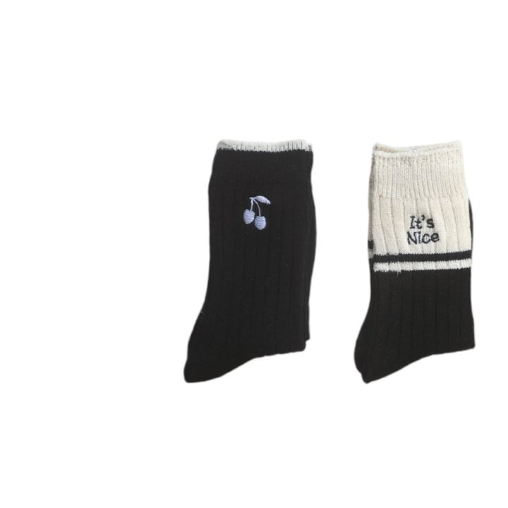 Dudie - Korean Junior Fashion - #todddlerfashion - Louis Black Socks - 2