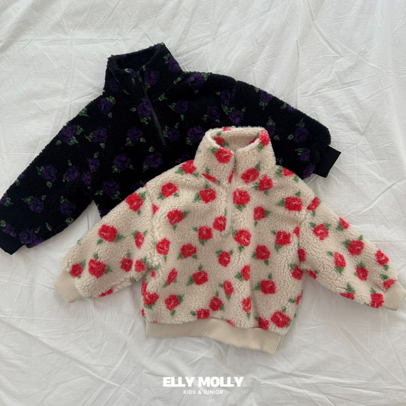 Ellymolly - Korean Children Fashion - #Kfashion4kids - Flower Dumble Half Zip-up Anorak