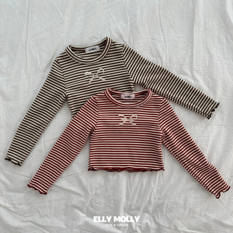 Ellymolly - Korean Children Fashion - #childrensboutique - Cunny Stripe Crop Tee