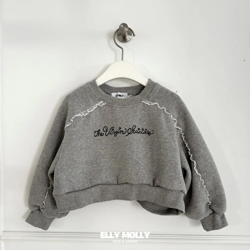 Ellymolly - Korean Children Fashion - #designkidswear - Lace Crop Sweatshirts - 3