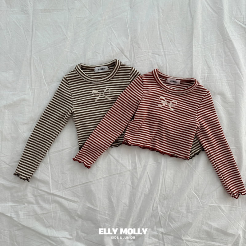 Ellymolly - Korean Children Fashion - #designkidswear - Cunny Stripe Crop Tee - 2