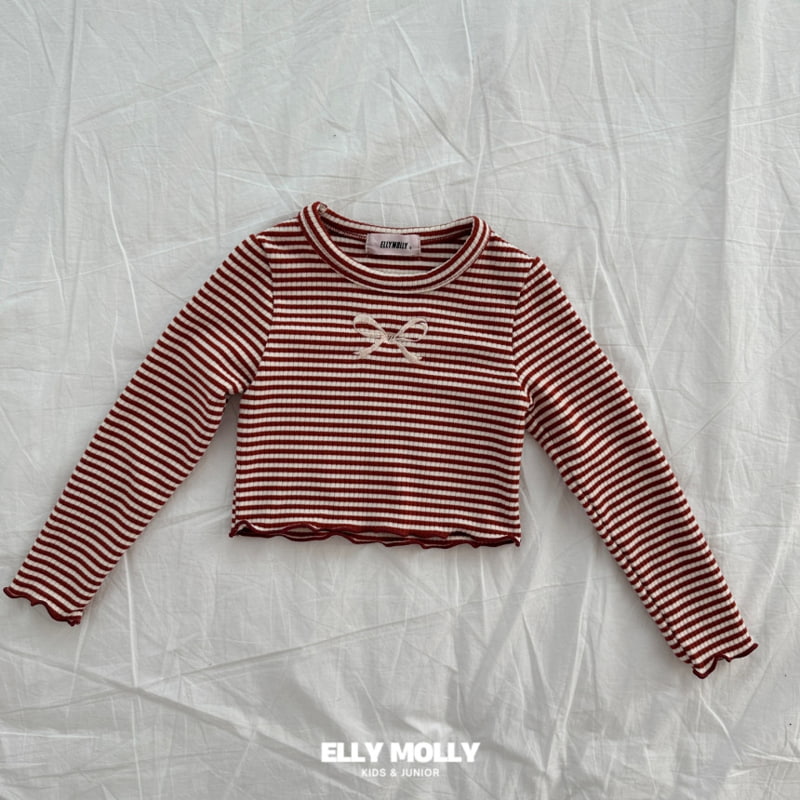 Ellymolly - Korean Children Fashion - #kidsshorts - Cunny Stripe Crop Tee - 5