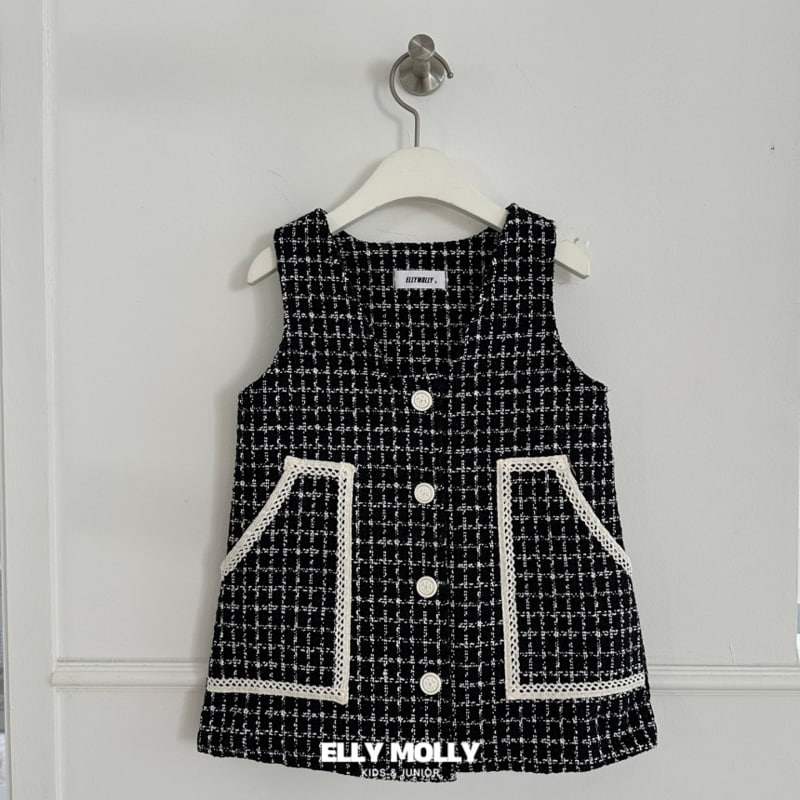 Ellymolly - Korean Children Fashion - #kidsshorts - Woo Tweed One-piece - 3