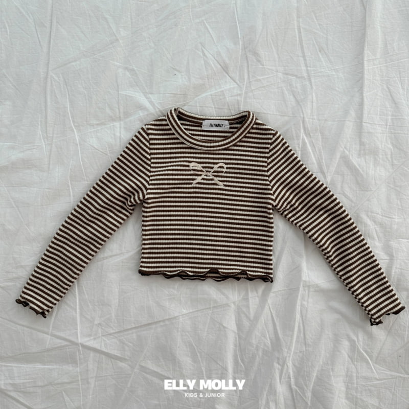 Ellymolly - Korean Children Fashion - #kidsstore - Cunny Stripe Crop Tee - 6