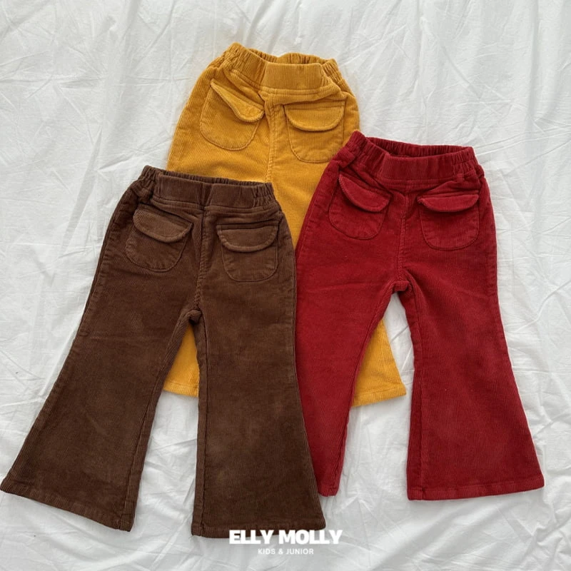 Ellymolly - Korean Children Fashion - #todddlerfashion - Half Moon Pocket Bootscut Pants