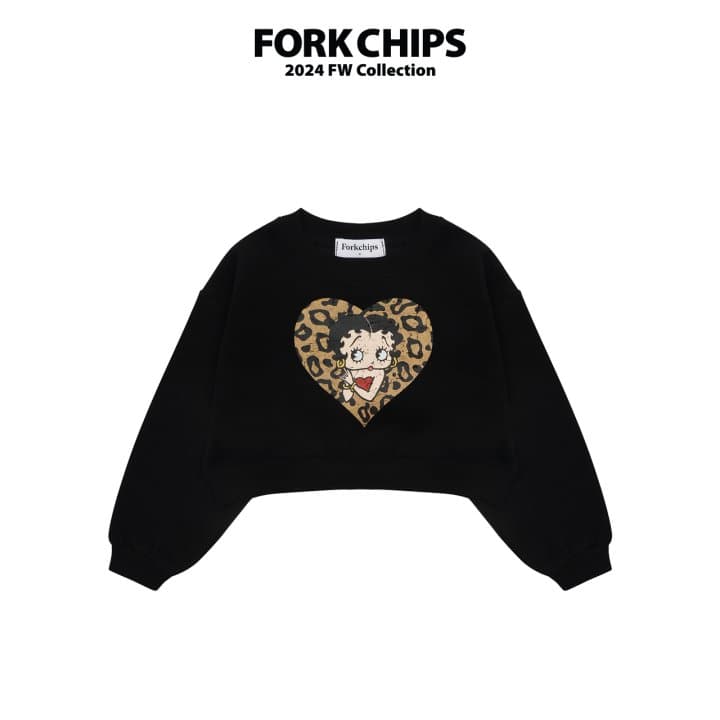 Fork Chips - Korean Children Fashion - #kidsstore - Leopard Boop Sweatshirt - 8