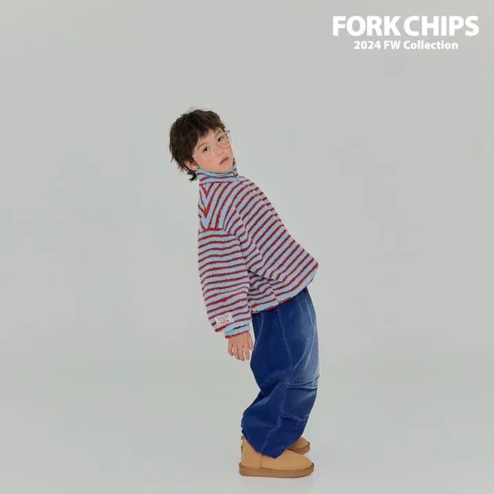 Fork Chips - Korean Children Fashion - #magicofchildhood - Patch Dumble Half Zip-up