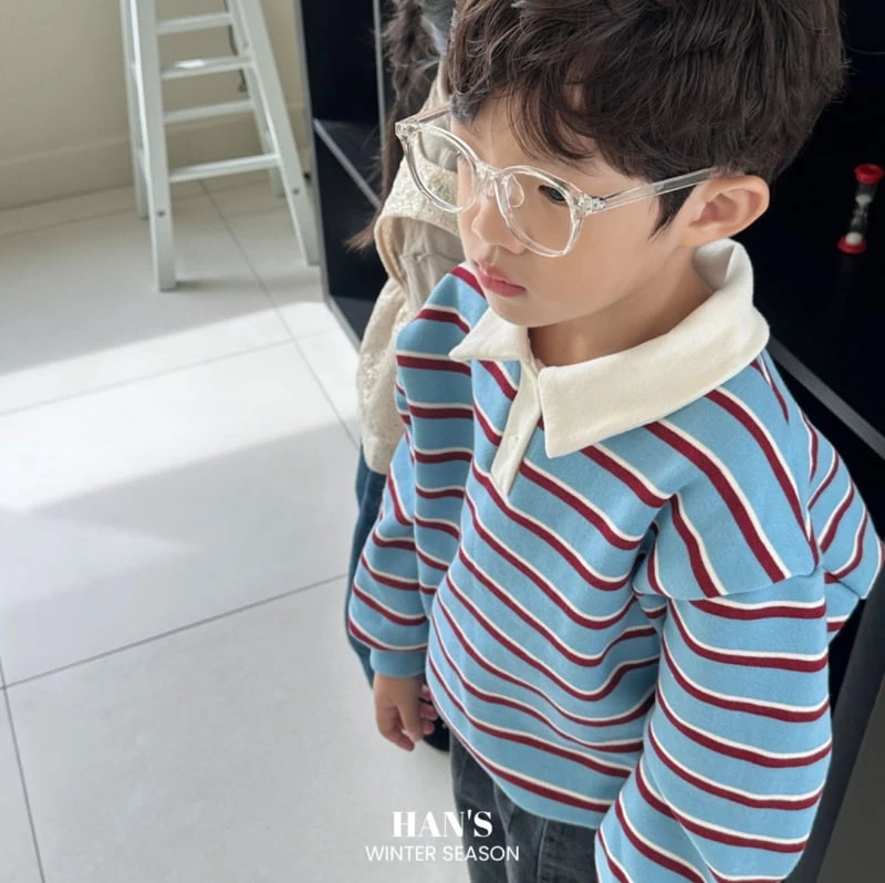 Han's - Korean Children Fashion - #childofig - Morgan Stripe Collar Sweatshirts - 2