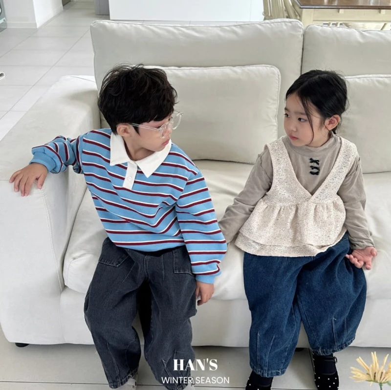 Han's - Korean Children Fashion - #childrensboutique - Morgan Stripe Collar Sweatshirts - 4