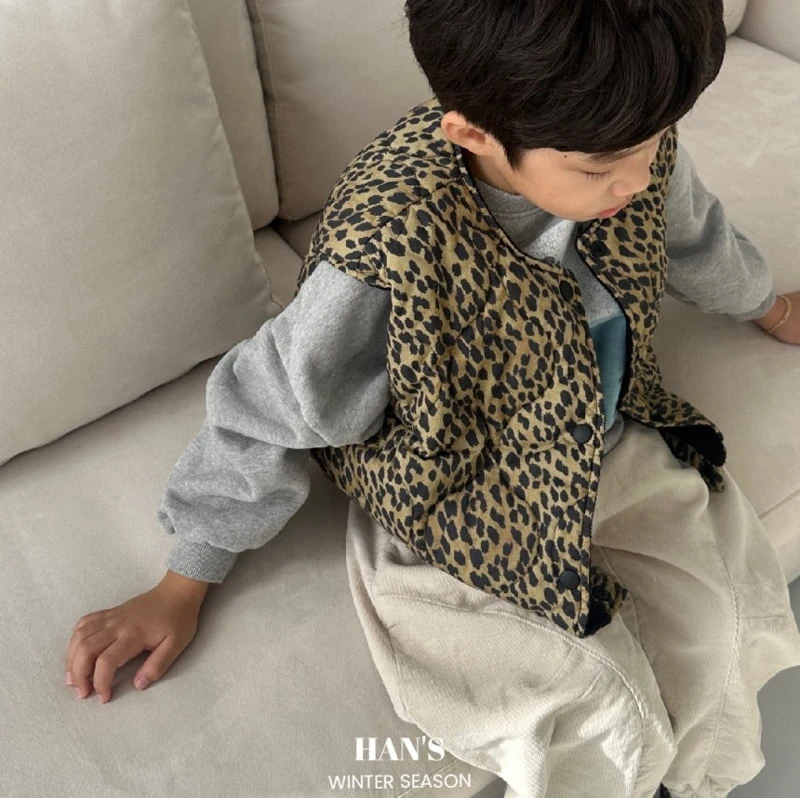 Han's - Korean Children Fashion - #discoveringself - Serr Leopard Quilting Vest - 12