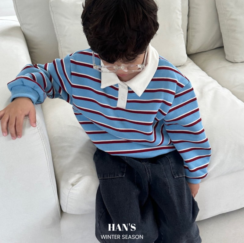 Han's - Korean Children Fashion - #kidsstore - Morgan Stripe Collar Sweatshirts - 8