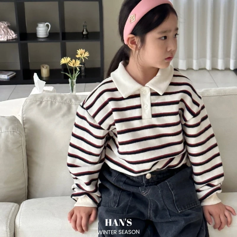 Han's - Korean Children Fashion - #littlefashionista - Morgan Stripe Collar Sweatshirts - 11