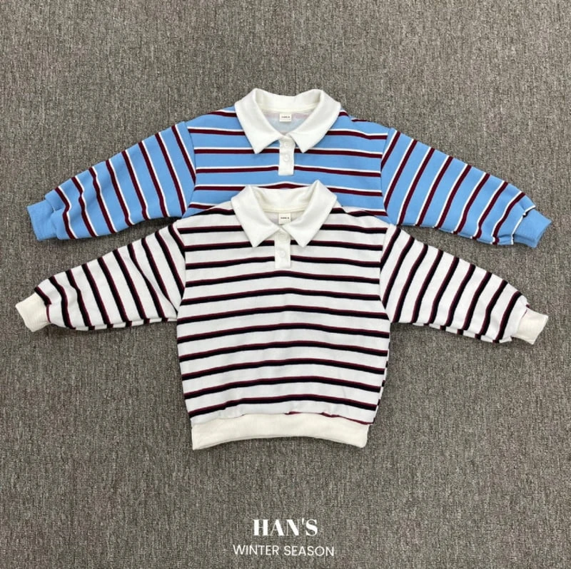 Han's - Korean Children Fashion - #stylishchildhood - Morgan Stripe Collar Sweatshirts