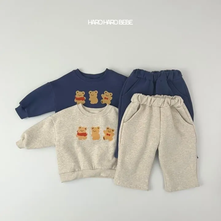 Haro Haro - Korean Children Fashion - #childofig - Three Bears Fleece Top Bottom Set - 2