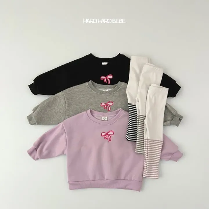 Haro Haro - Korean Children Fashion - #discoveringself - Ribbon Fleece Top Bottom Set - 2