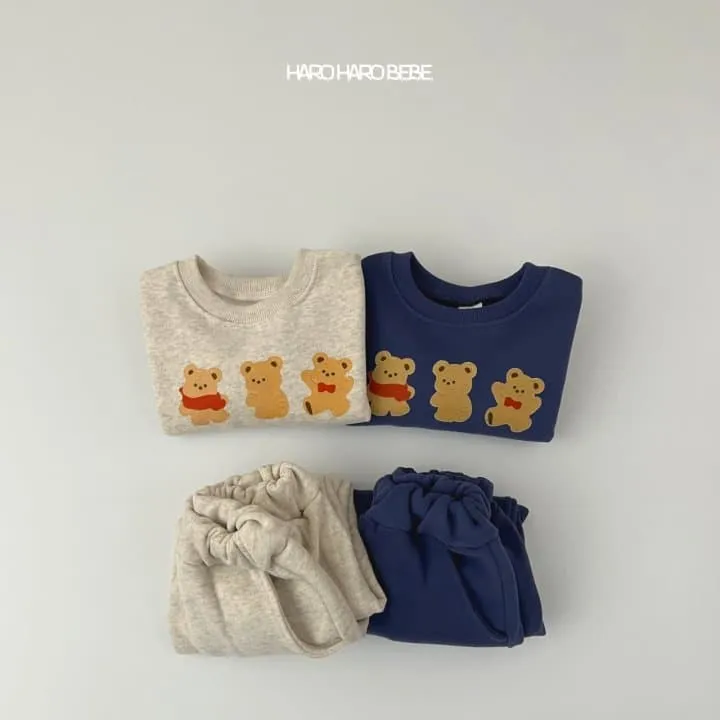 Haro Haro - Korean Children Fashion - #kidsshorts - Three Bears Fleece Top Bottom Set - 8