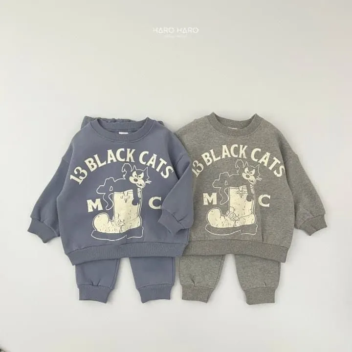 Haro Haro - Korean Children Fashion - #magicofchildhood - Black Cat Fleece Set - 3