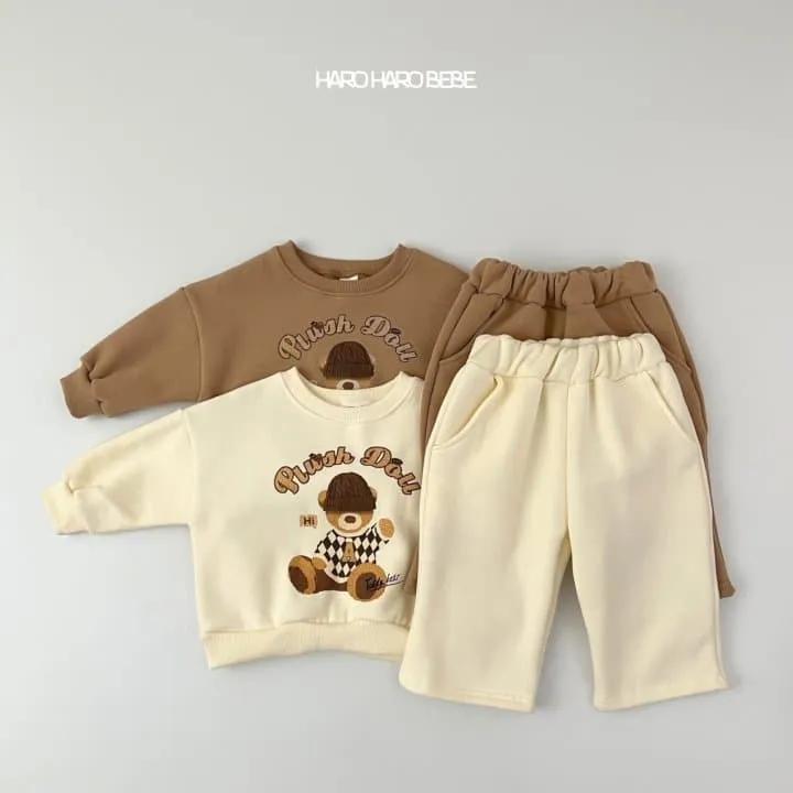 Haro Haro - Korean Children Fashion - #magicofchildhood - Beanie Bear Fleece Top Bottom Set - 2