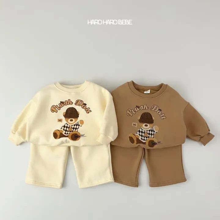 Haro Haro - Korean Children Fashion - #minifashionista - Beanie Bear Fleece Top Bottom Set - 4