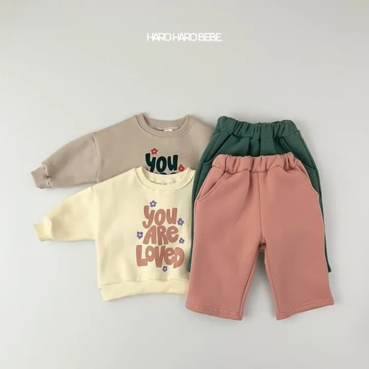 Haro Haro - Korean Children Fashion - #prettylittlegirls - Love Fleece Top Bottom Set - 2