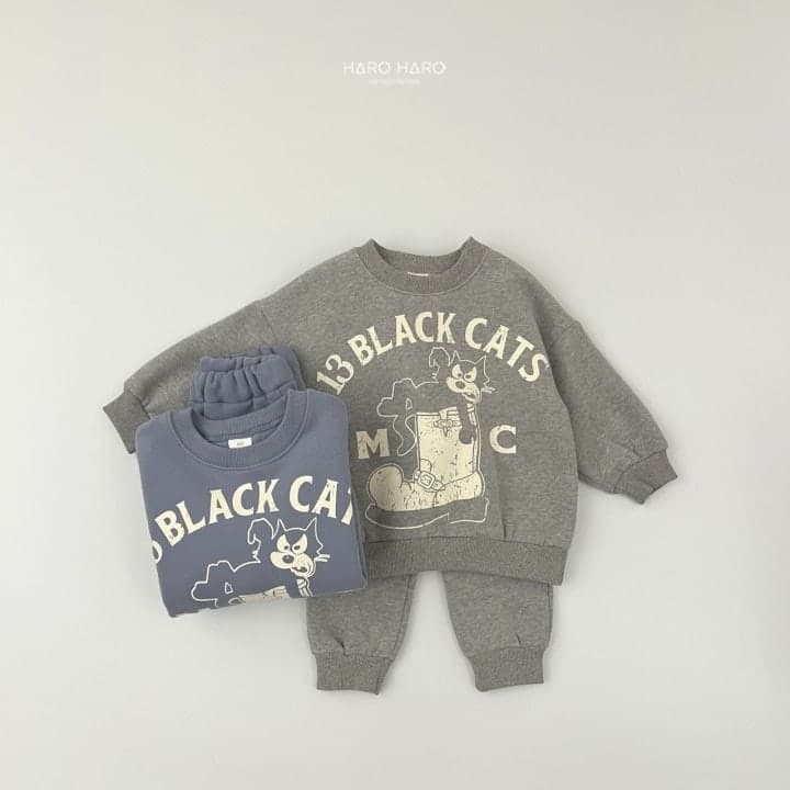 Haro Haro - Korean Children Fashion - #todddlerfashion - Black Cat Fleece Set - 6