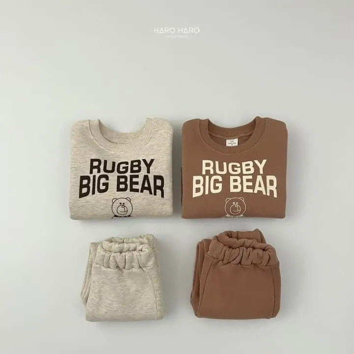 Haro Haro - Korean Children Fashion - #toddlerclothing - Rugby Bear Fleece Set - 8