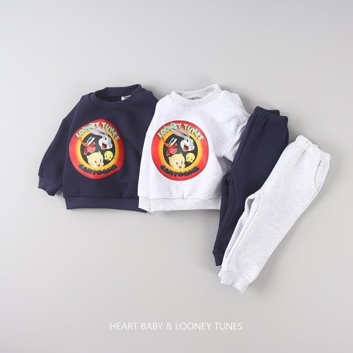 Heart Baby - Korean Children Fashion - #childofig - Looney Brushed Top Bottom Set - 2