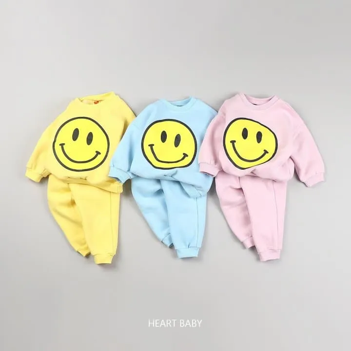 Heart Baby - Korean Children Fashion - #childofig - Smile Fleece Top Bottom Set