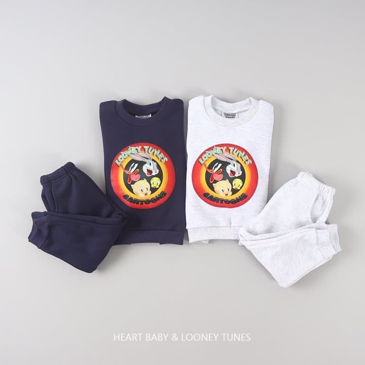 Heart Baby - Korean Children Fashion - #childrensboutique - Looney Brushed Top Bottom Set - 3