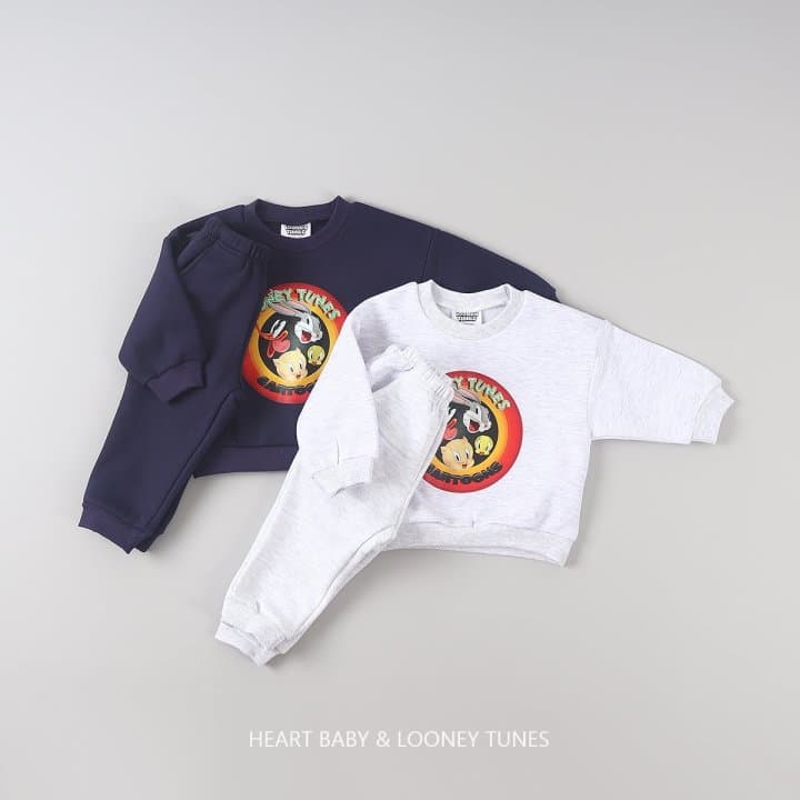 Heart Baby - Korean Children Fashion - #childrensboutique - Looney Brushed Top Bottom Set - 4