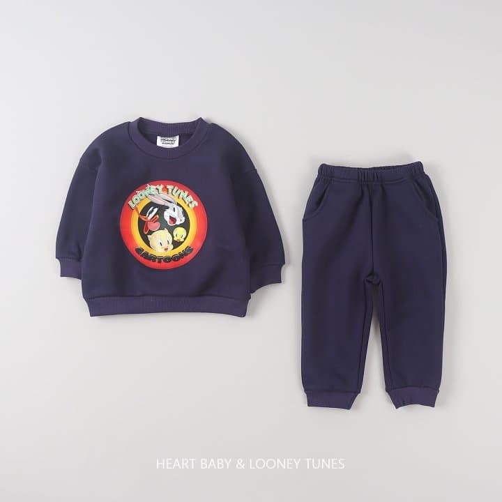 Heart Baby - Korean Children Fashion - #fashionkids - Looney Brushed Top Bottom Set - 6