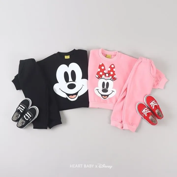 Heart Baby - Korean Children Fashion - #stylishchildhood - M Face Fleece Top Bottom Set - 2