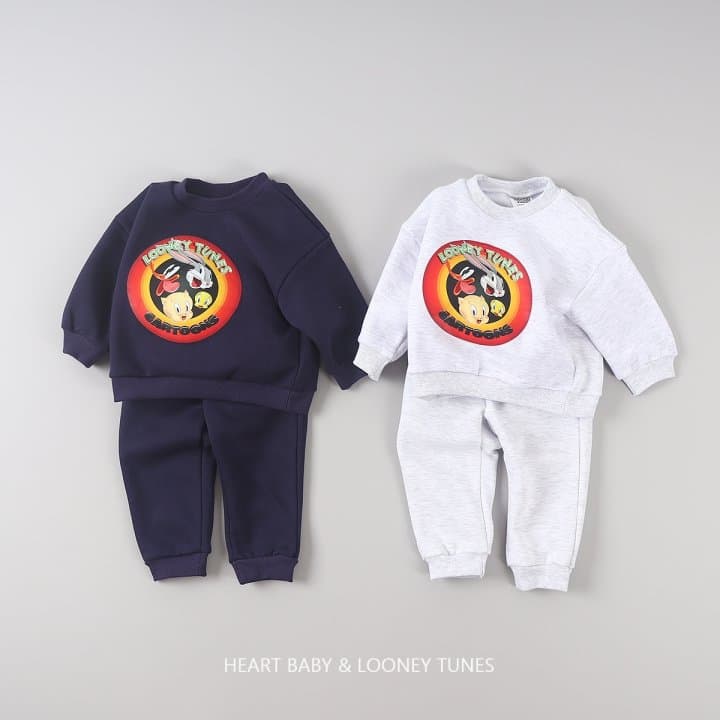 Heart Baby - Korean Children Fashion - #stylishchildhood - Looney Brushed Top Bottom Set