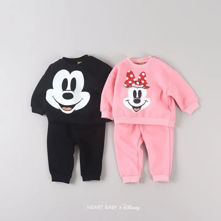 Heart Baby - Korean Children Fashion - #toddlerclothing - M Face Fleece Top Bottom Set