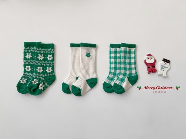 Hi Byebebe - Korean Baby Fashion - #babyboutique - Bebe Christmas Socks (set of 3) - 10