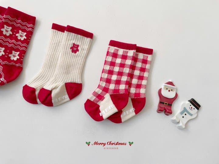 Hi Byebebe - Korean Baby Fashion - #babyootd - Bebe Christmas Socks (set of 3) - 3