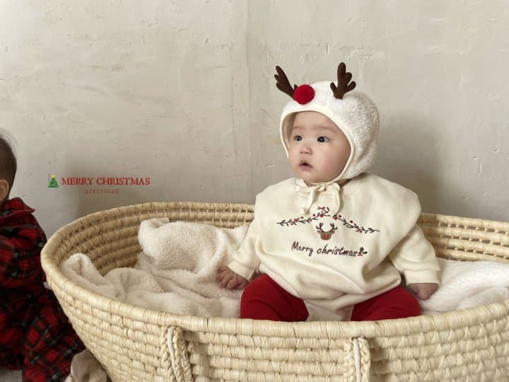 Hi Byebebe - Korean Baby Fashion - #babyootd - Bebe Rudolph Embroiery Bodysuit