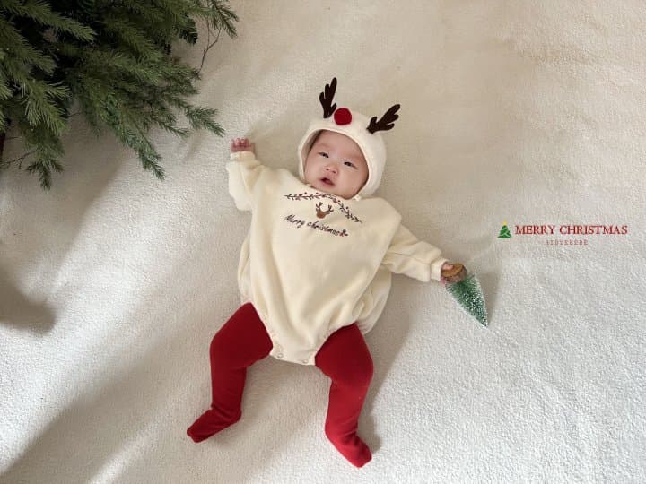 Hi Byebebe - Korean Baby Fashion - #babyoutfit - Bebe Rudolph Embroiery Bodysuit - 2