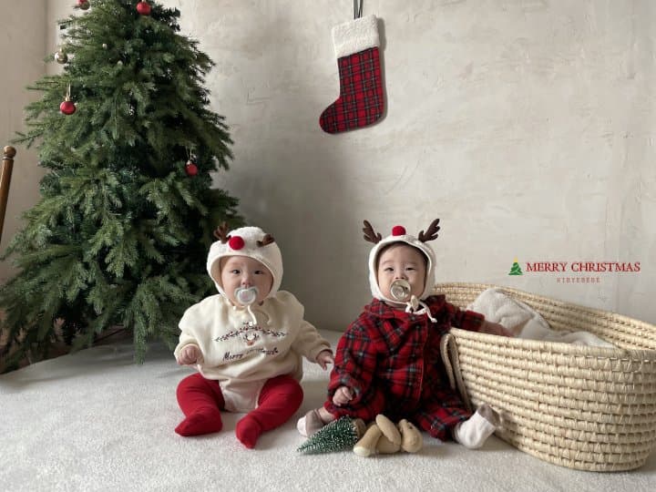 Hi Byebebe - Korean Baby Fashion - #babyoutfit - Bebe Rudolph Embroiery Bodysuit - 4